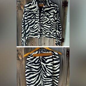 NWOT Focus 2000 by Charles Glueck lined Faux Fur jacket and skirt